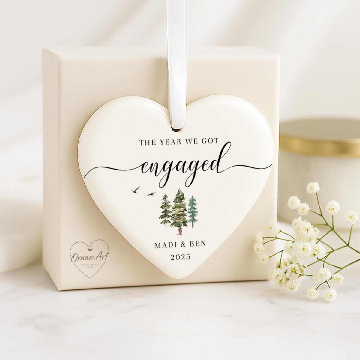 The Year We Got Engaged Ornament, Personalized Engagement Gifts For Couples