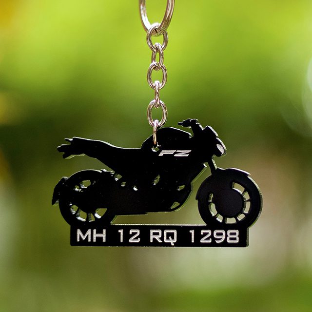 Personalized Bike Shape Number Plate Keychain