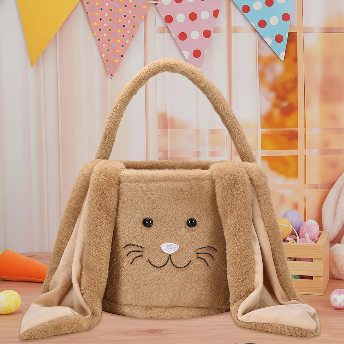 Custom Name Plush Easter Basket For Kids