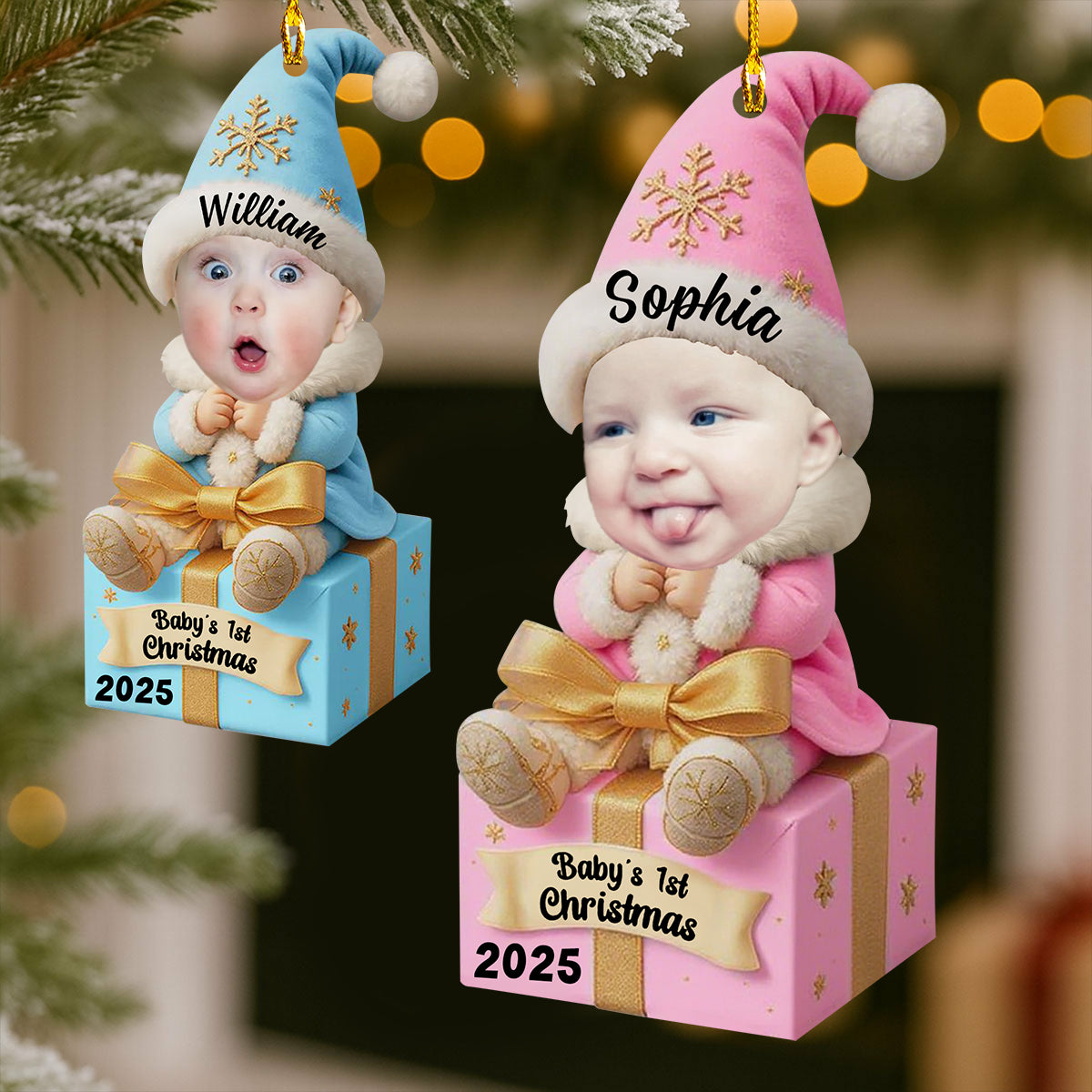 Personalized Acrylic Baby Ornament, Keepsake Christmas Decoration