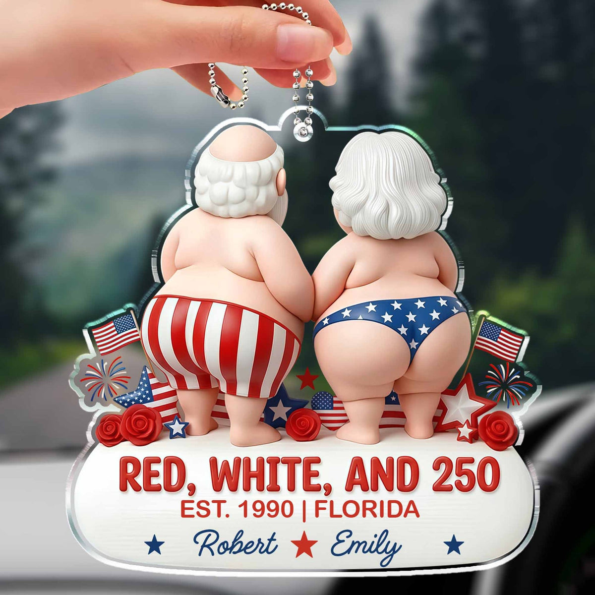 Celebrate 250 Years of America Anniversary Car Hanging Ornament, Gift For Couples