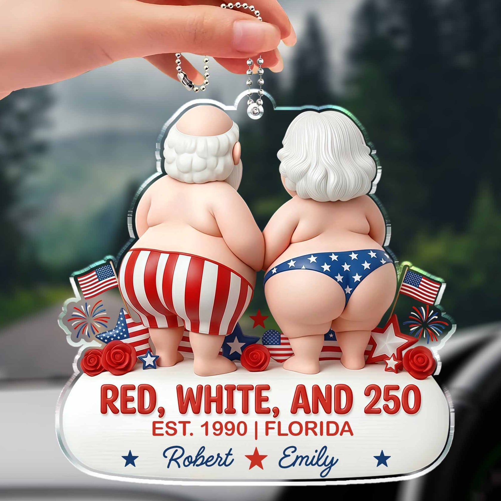 Celebrate 250 Years of America Anniversary Car Hanging Ornament, Gift For Couples