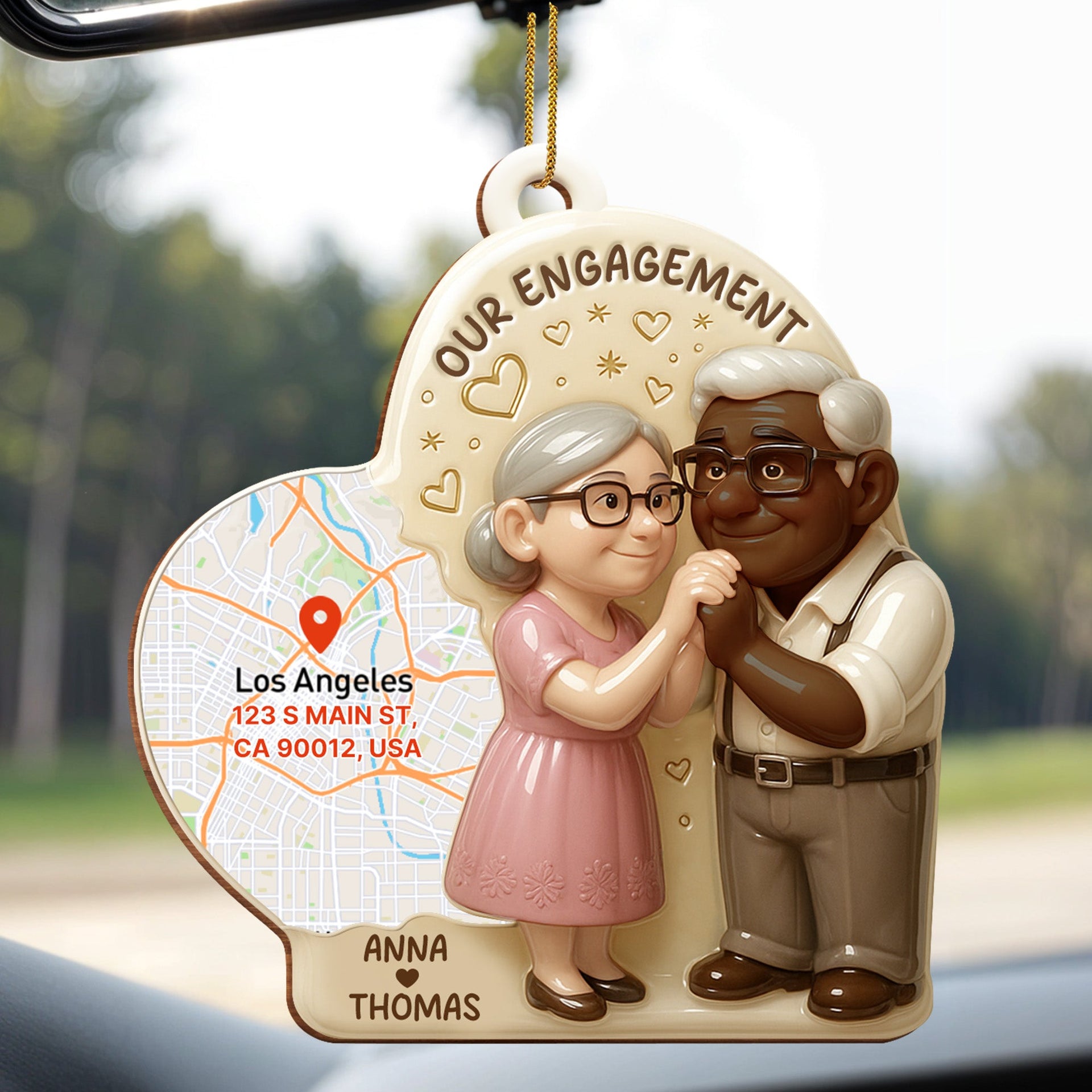 Our Engagement Couple Ornament,Custom Map Ornament,Gift For Engaged Couples