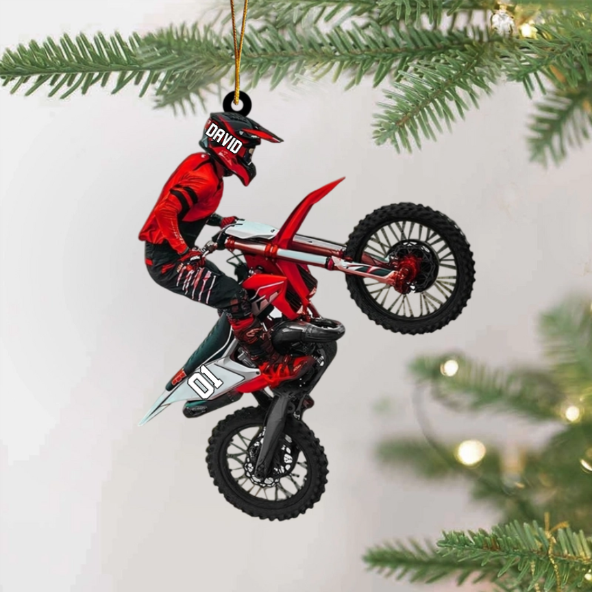 Personalized Motocross Christmas Ornament - Gift for Biker