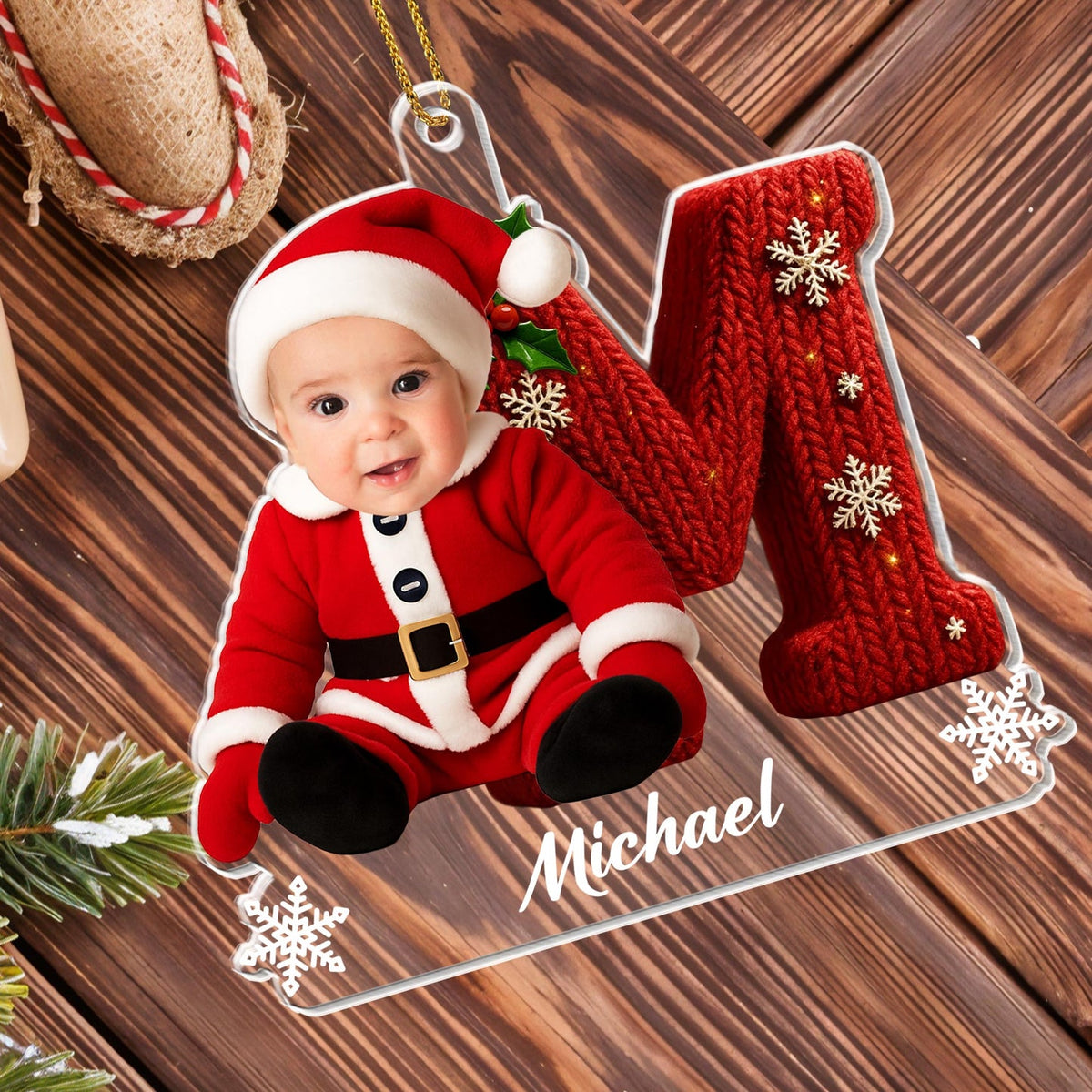 Capture The Magic, Babys First Christmas, Santa Outfit, Custom Acrylic Ornament