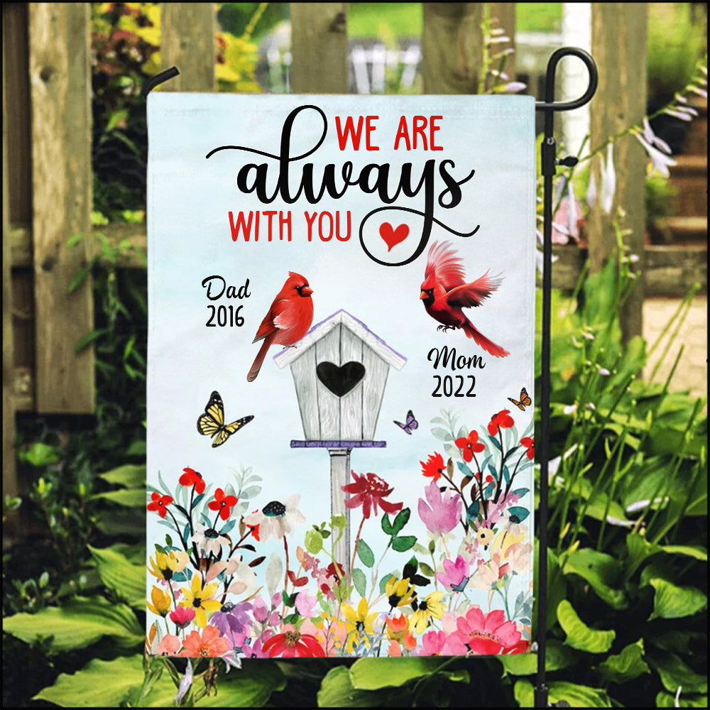 Cardinal Birdhouse Memorial We Are Always With You Personalized Garden House Flag