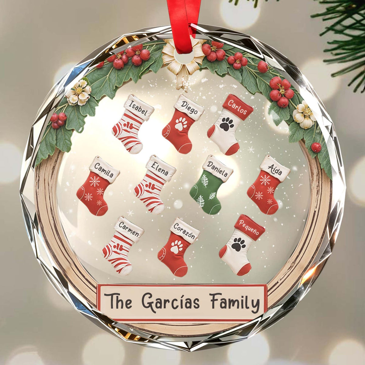 Celebrate Your Family - Personalized Custom Circle Glass Ornament