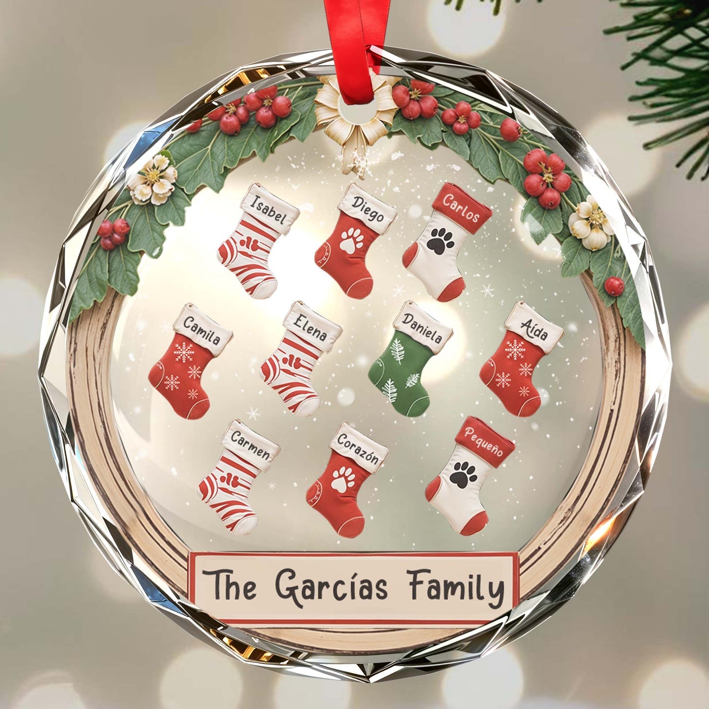 Celebrate Your Family - Personalized Custom Circle Glass Ornament