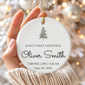 Personalized Newborn Baby Stats First Christmas Ornament