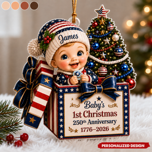 Personalized Baby Present Christmas Ornament, America 250th Anniversary New Baby Gift