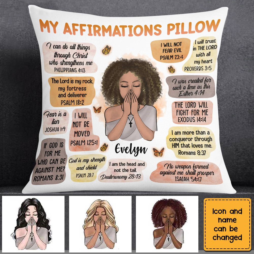 My Christian Affirmation Pillow - Personalized Gift For Woman