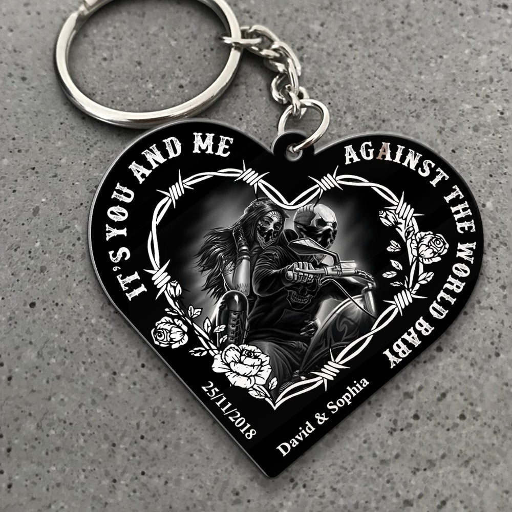 It's You And Me Against The World Babe Personalized Keychain, Gift For Couple