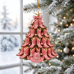 Custom Name Cowboy Christmas Ornament, Personalized Western Tree Decoration