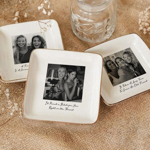 Custom Bestie Photo Trinket Tray For Best Friend Friendship - Personalized Jewelry Dish