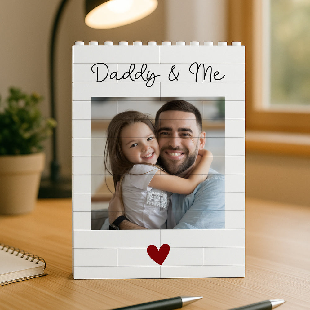 Custom Photo Daddy & Me Vertical Rectangle Brick Blocks Father's Day Gift