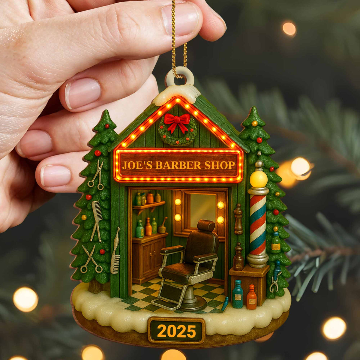 Celebrate Your Favorite Barber With A Barber Shop Design Personalized Acrylic Ornament