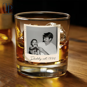 Father’s Day Personalized Photo Whiskey Glass For Dad & Grandpa-Gift For New Dad