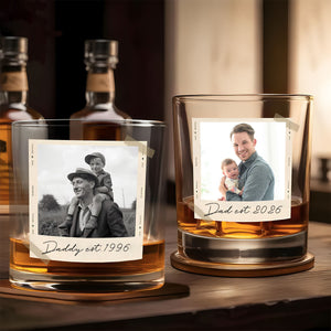 Father’s Day Personalized Photo Whiskey Glass For Dad & Grandpa-Gift For New Dad
