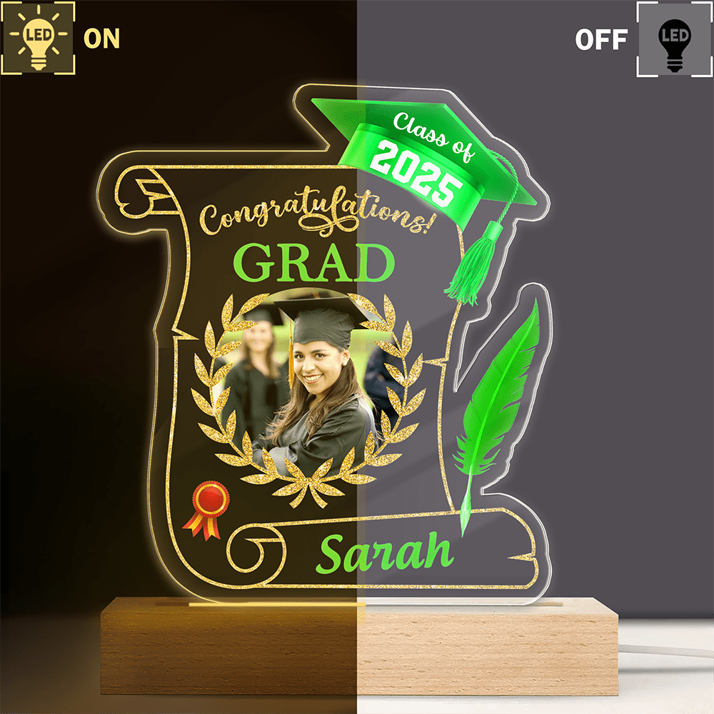 Custom Photo Congratulations Class of 2025 Graduation Acrylic Plaque LED Night Light