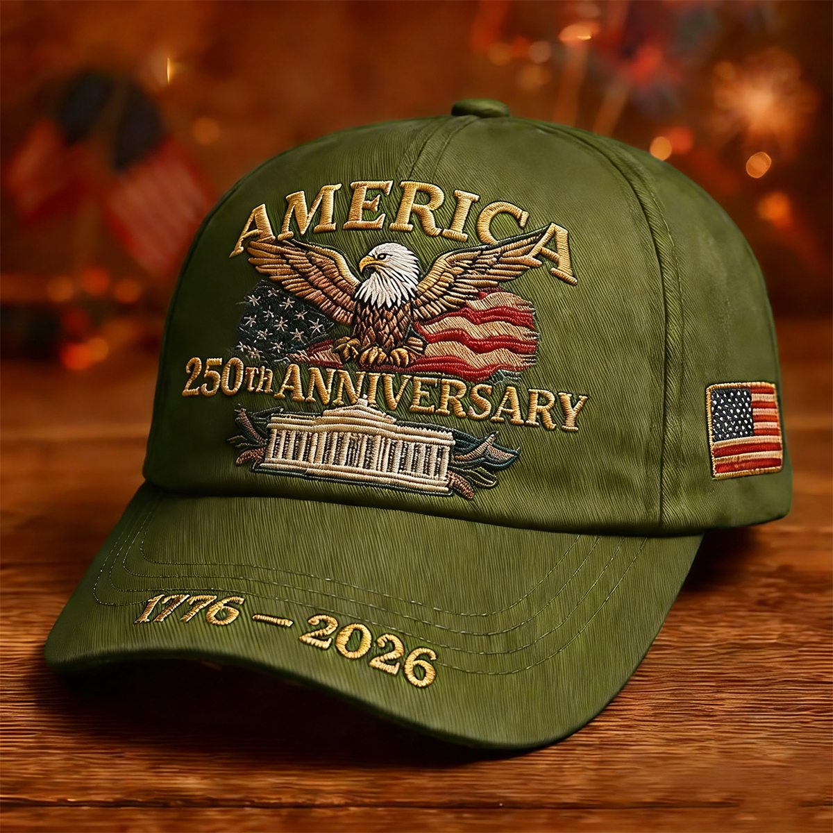 Bald Eagle US Flag America 250th Birthday Baseball Cap