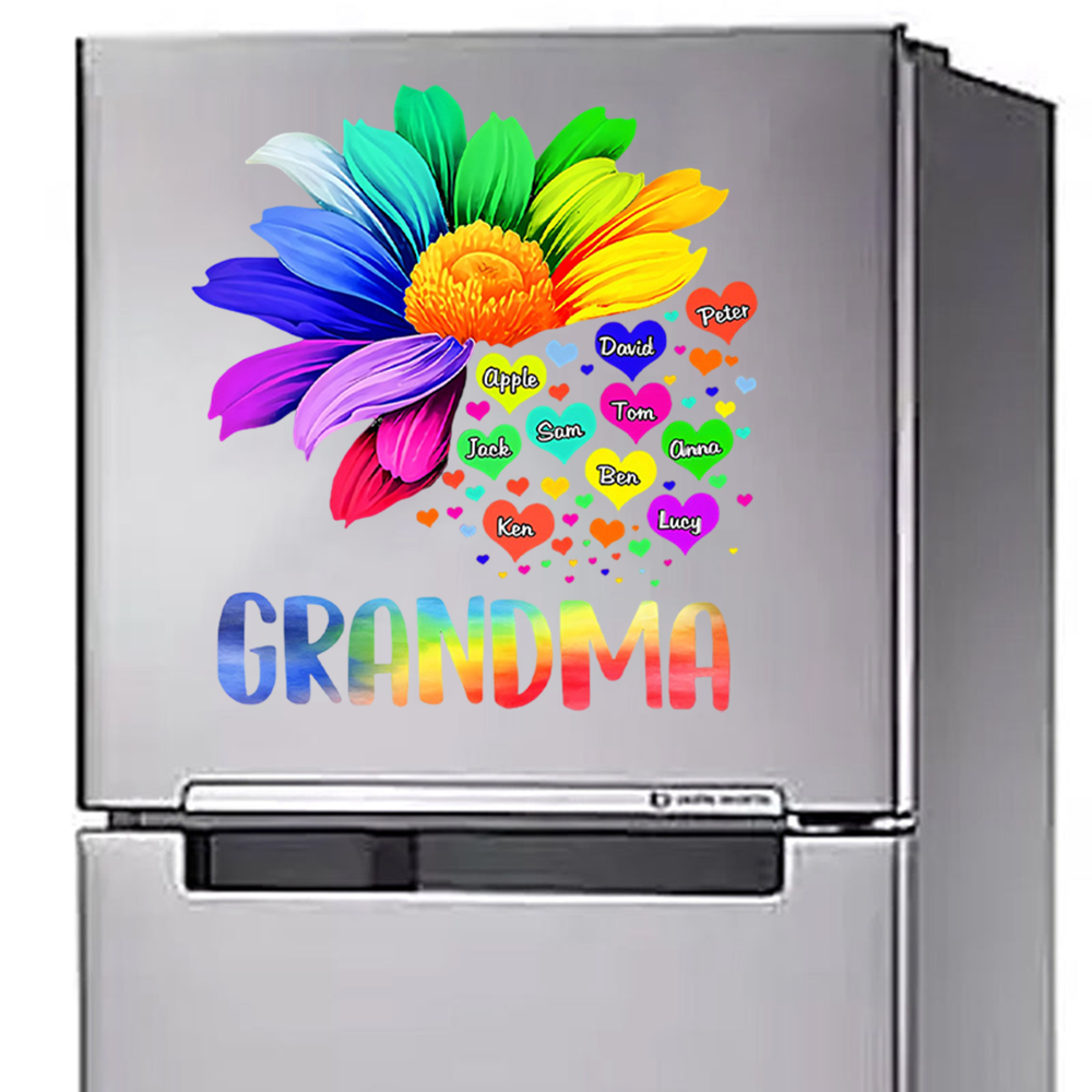 Personalized Rainbow Sunflower Decal Sticker-Gift For Mom Grandma
