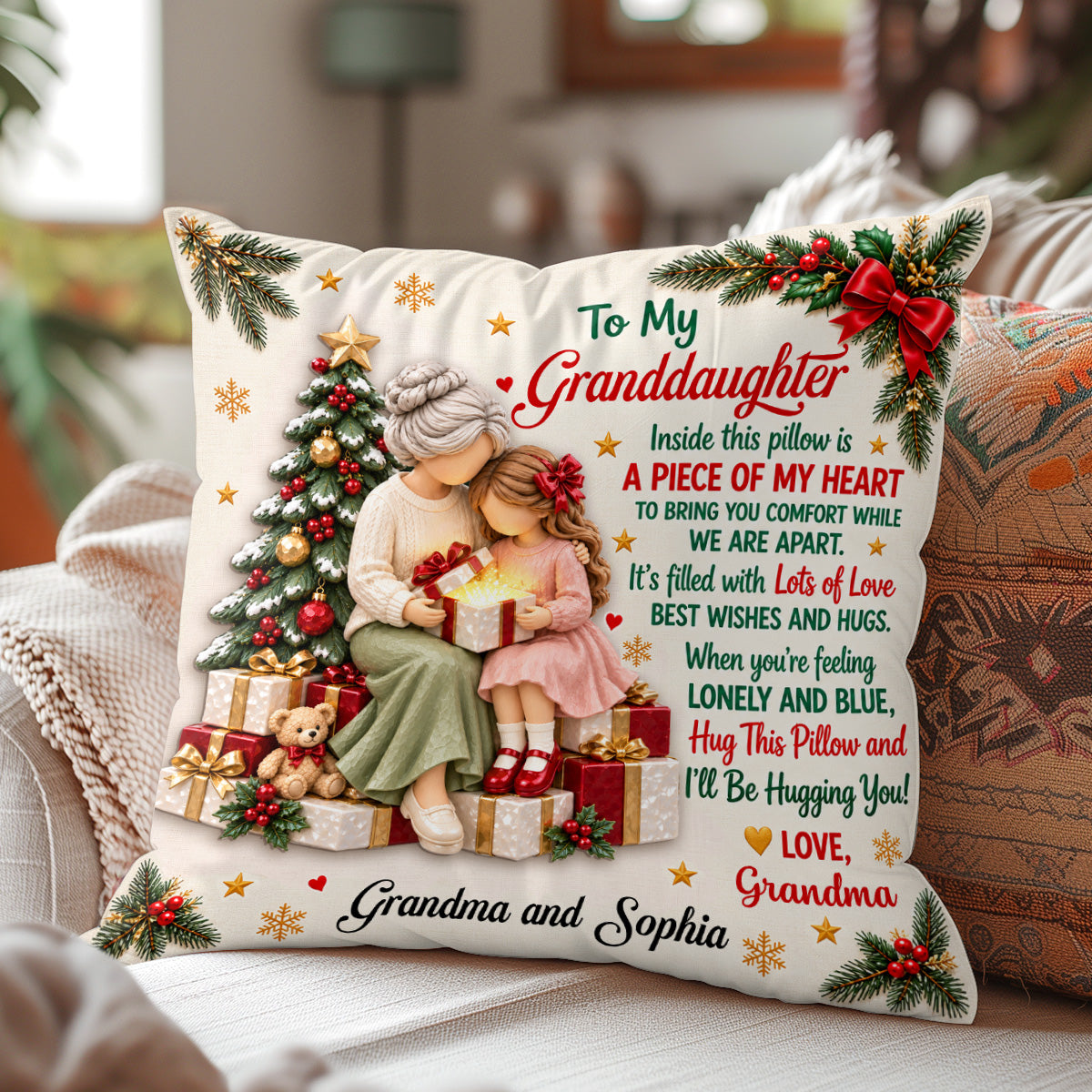 I'll Be Hugging You - Personalized Crystal Velvet Pillow