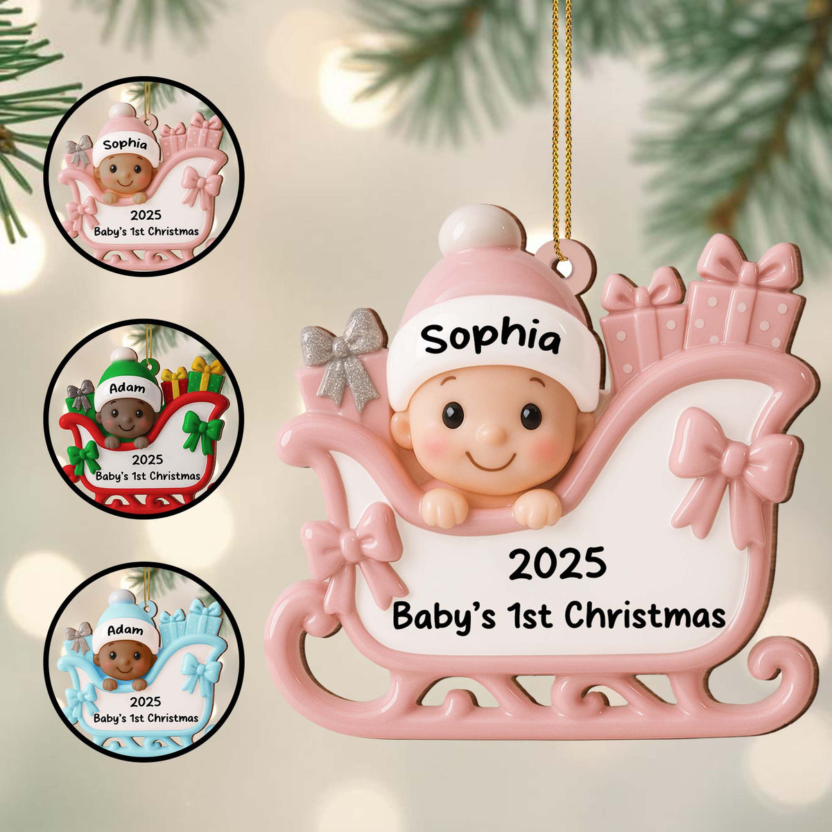 Baby’s 1st Christmas With Sleigh And Gifts -Gift For New Parents
