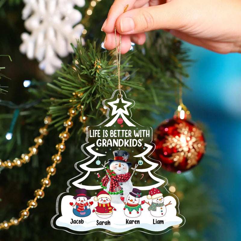 Life Is Better With Grandkids Cute Christmas Snowman Personalized Ornament