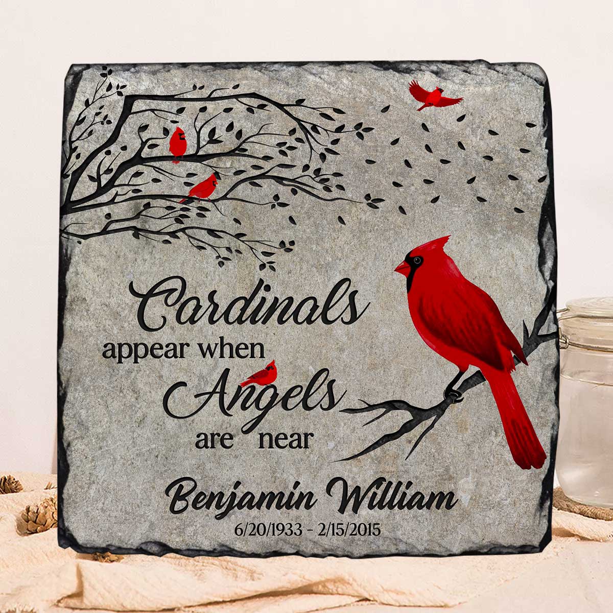 Personalized Cardinals Appear When Angels Are Near Memorial Stone