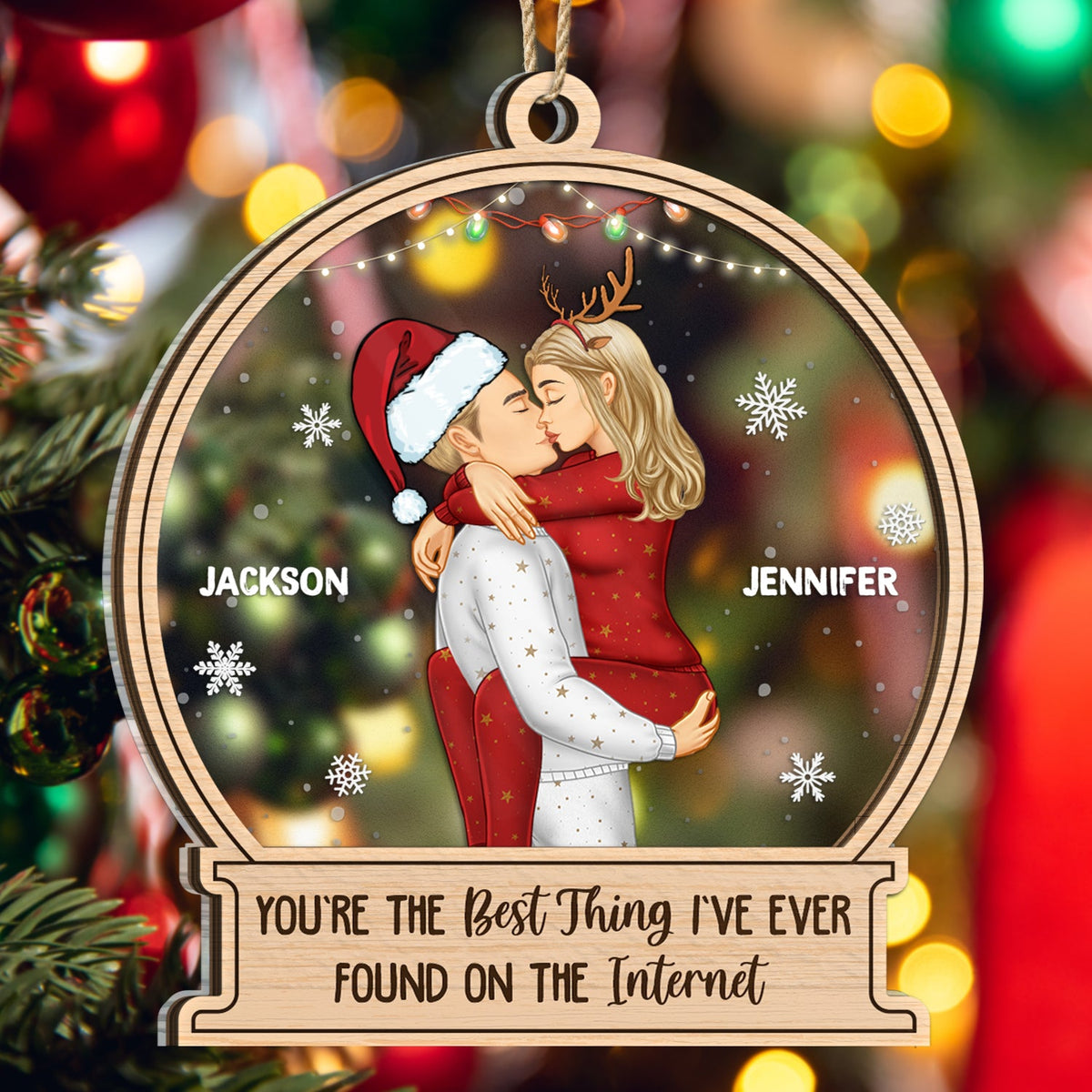 Christmas Kissing Couple Best Thing On The Internet -Personalized Ornament