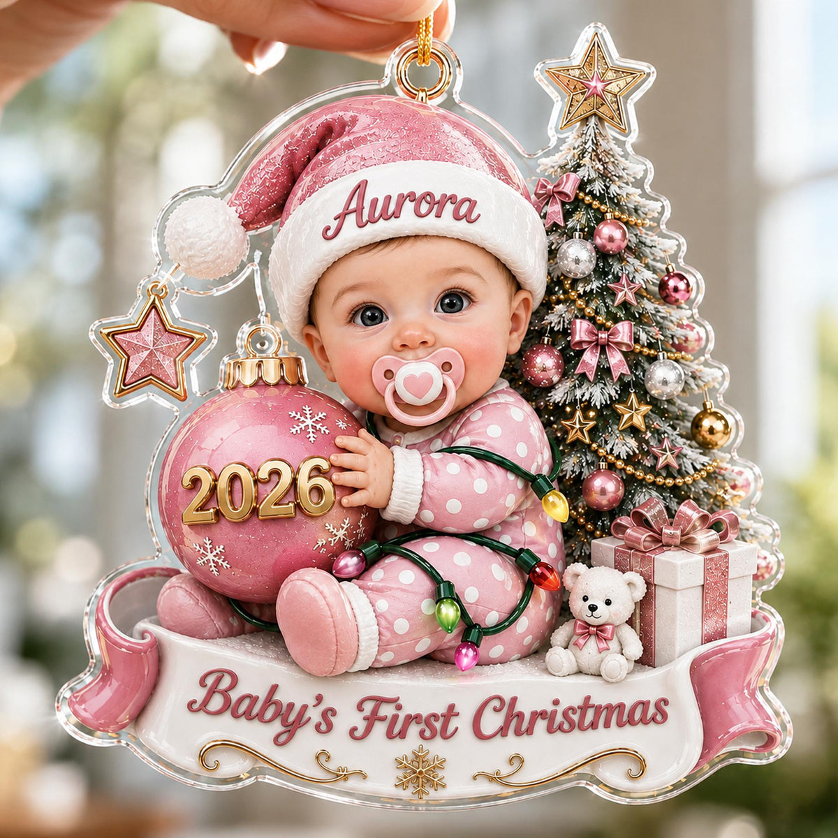 Custom Baby’s First Christmas Ornament 2026, Custom Baby Name Acrylic Ornament