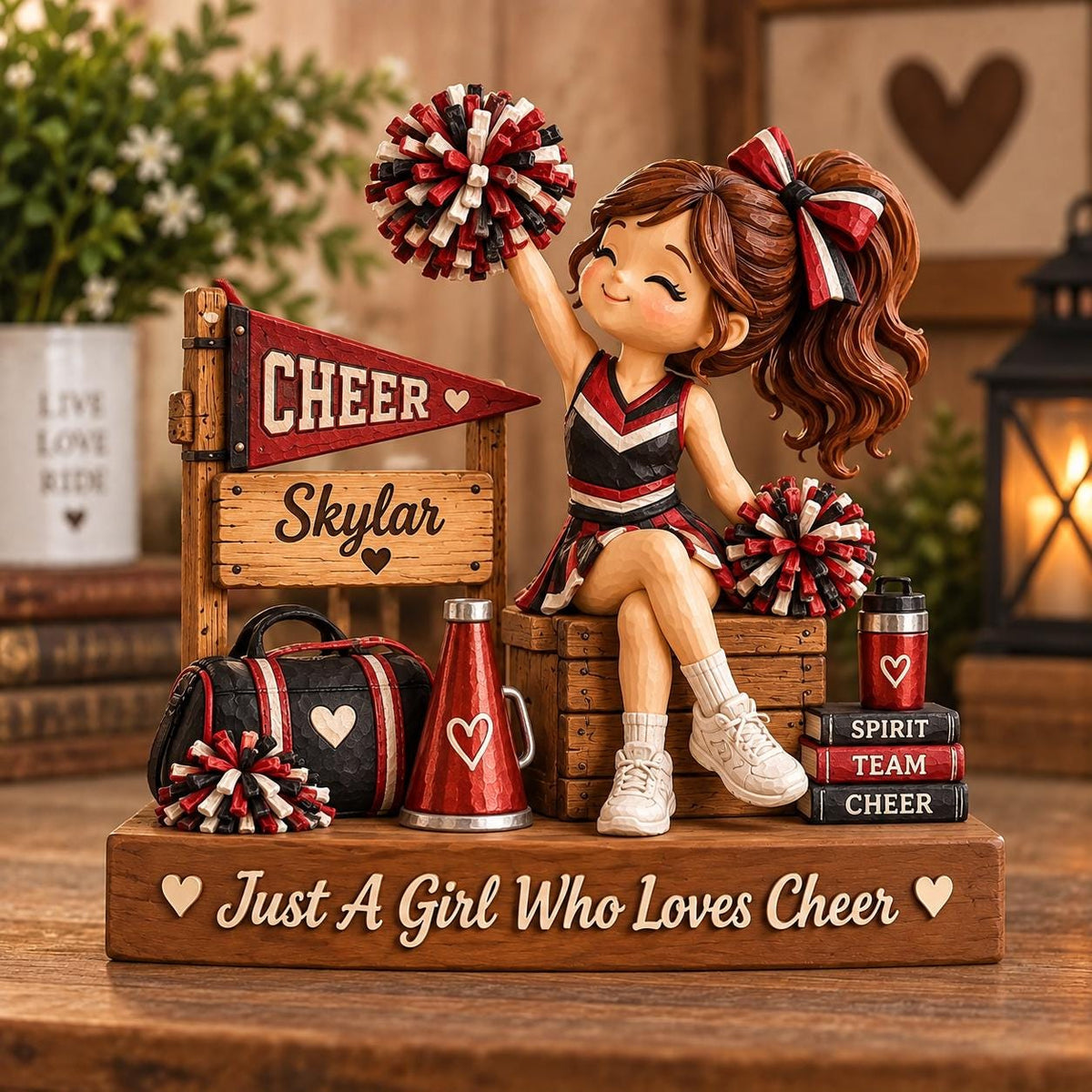 Personalized Cheerleader Ornament, Custom Name Cheer Girl Christmas Gift