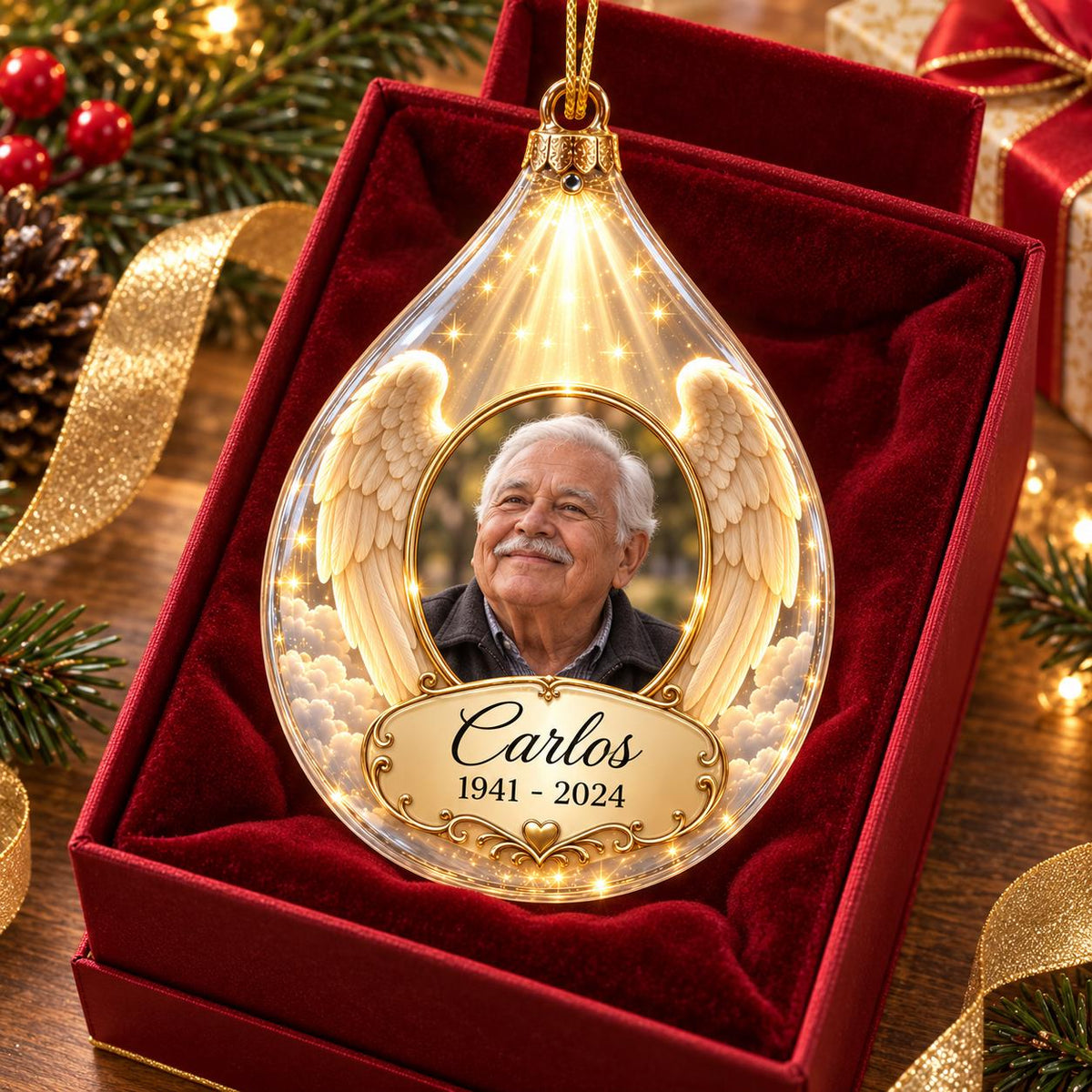 Custom Photo Memorial Ornament, Personalized Sympathy Gift
