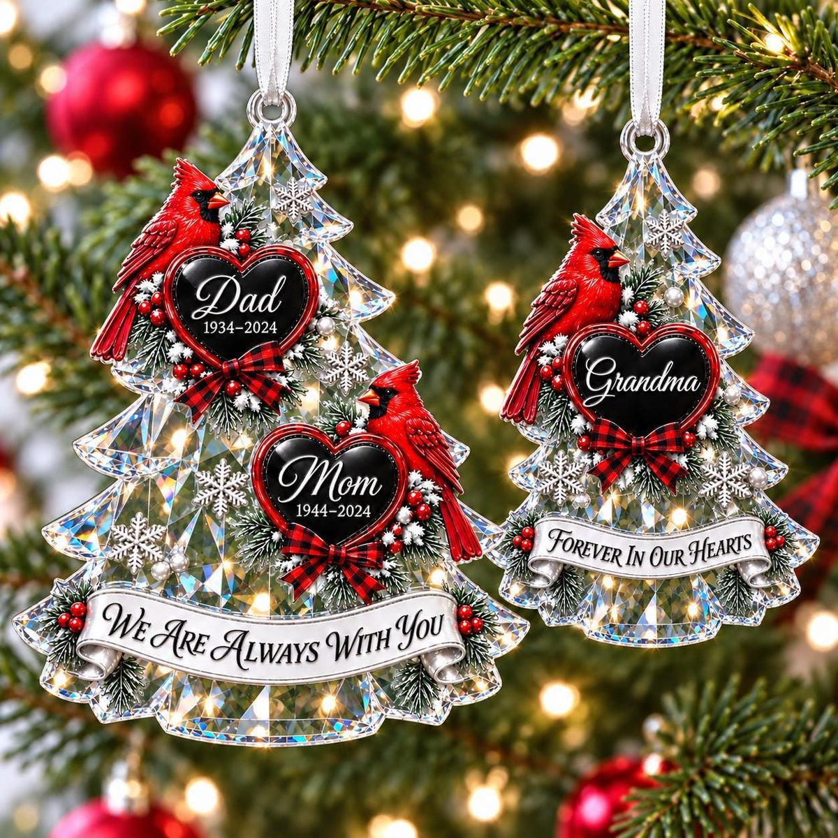 Personalized Cardinal Memorial Christmas Ornament, Sympathy Keepsake