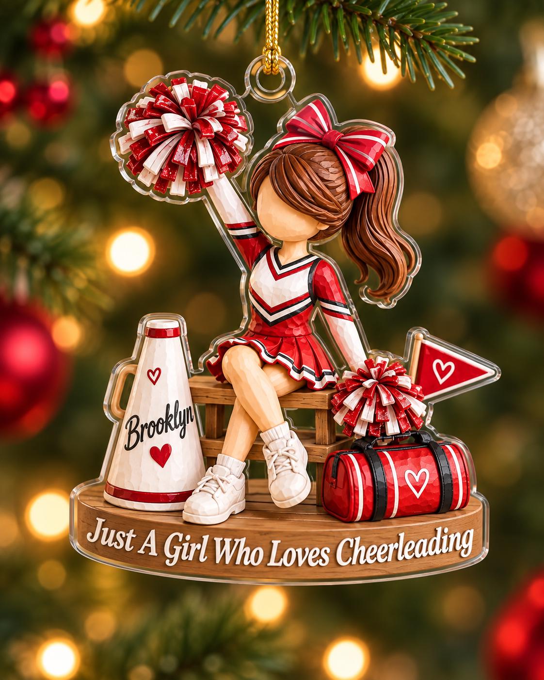 Personalized Cheerleader Ornament, Custom Name Cheer Gift for Girl