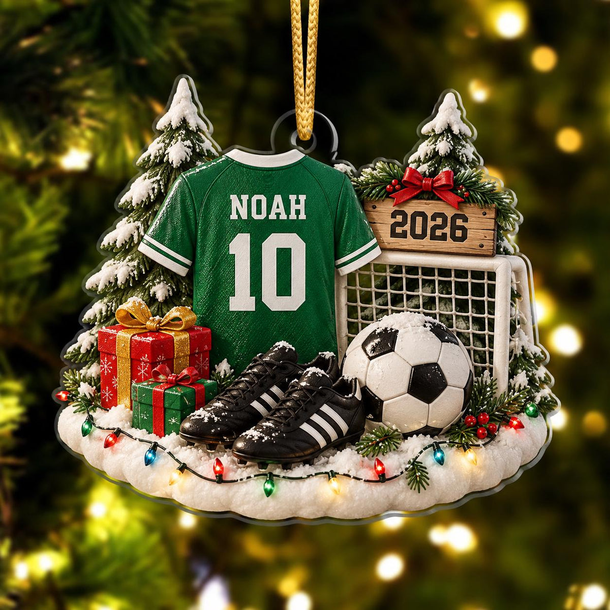 Personalized Soccer Christmas Ornament, Custom Player Name Jersey Ornament