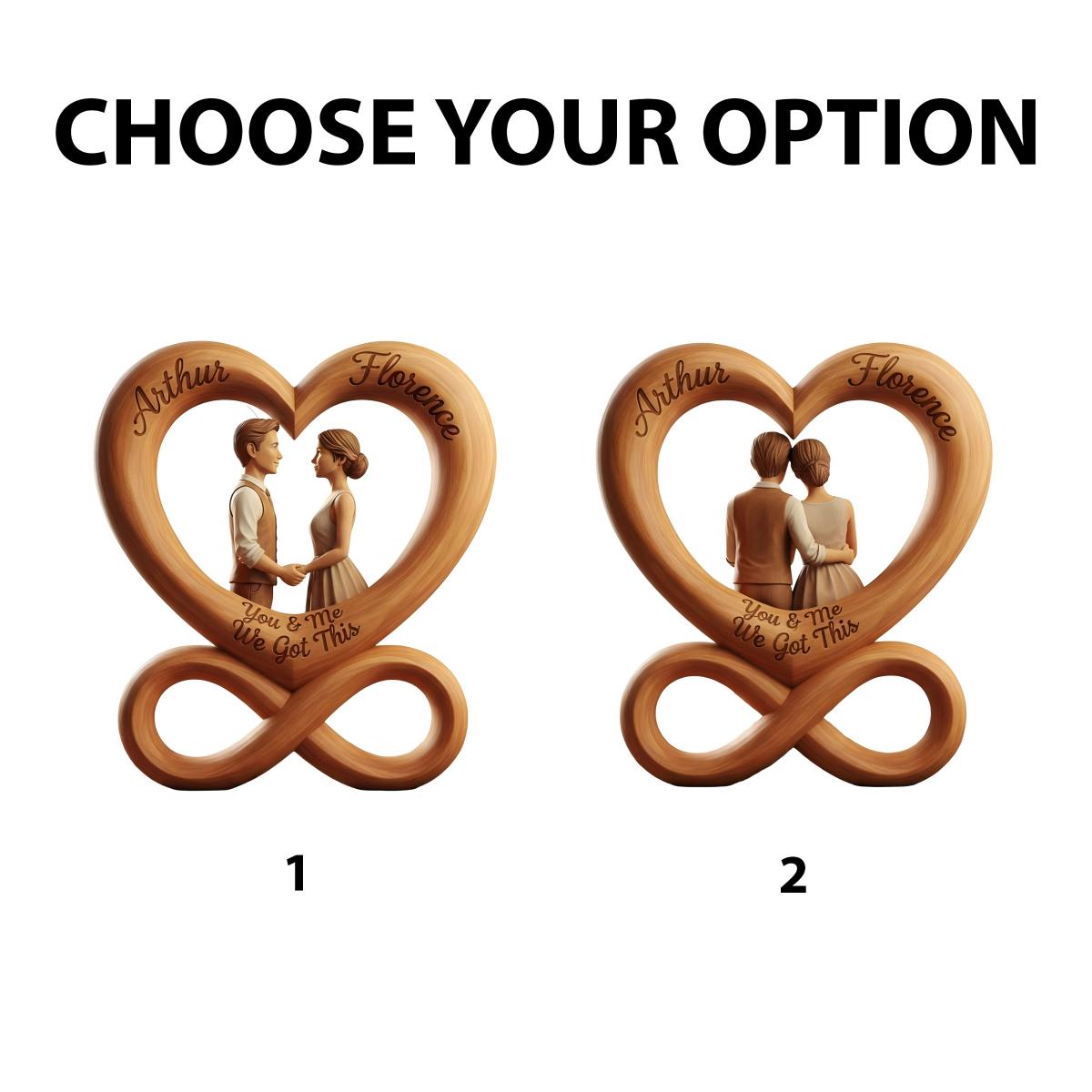 You & Me We Got This - Custom Wooden Heart Couple Plaque