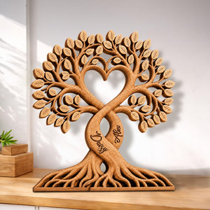 Custom Couple Tree Wooden Block,Heart Tree Of Life Anniversary Wedding Decor