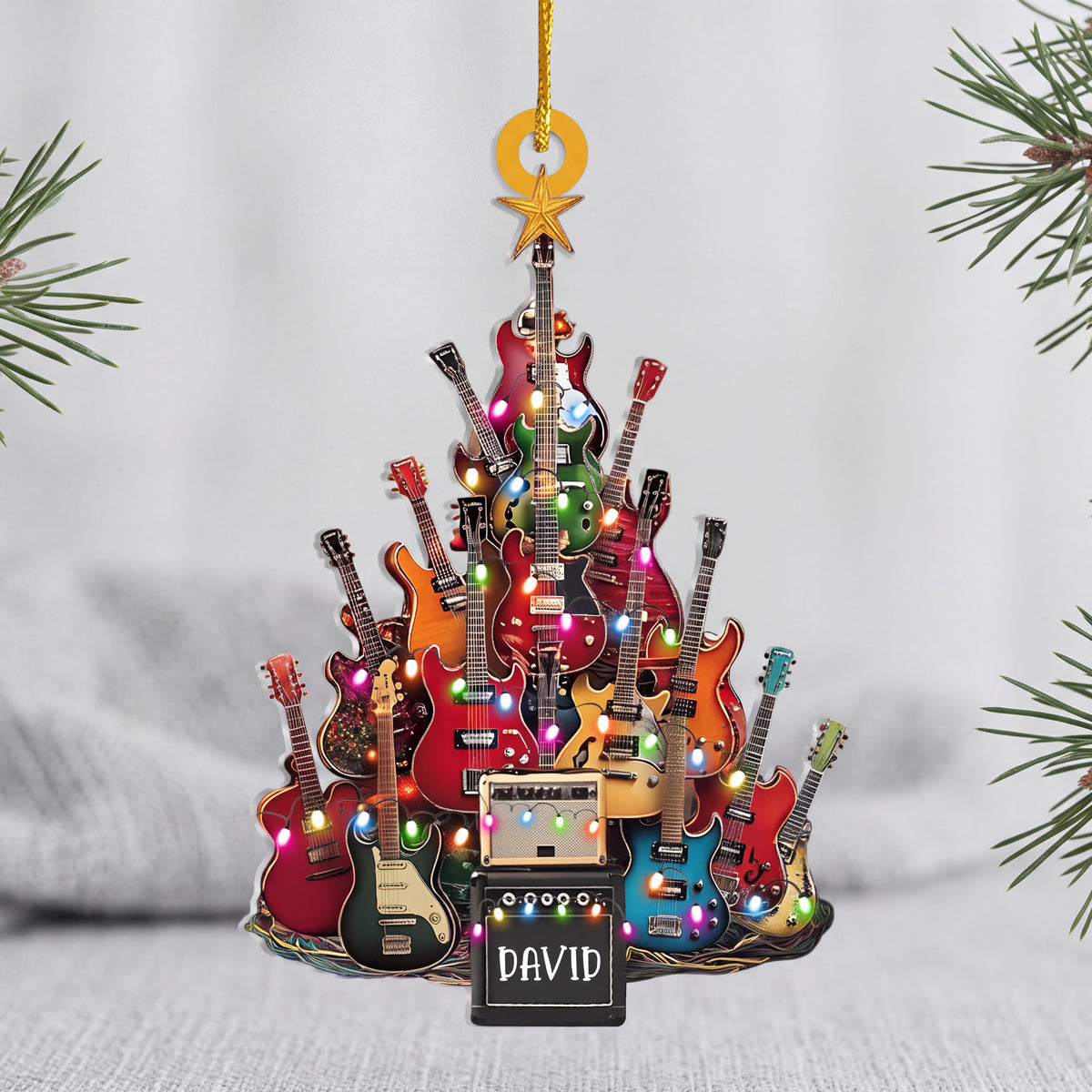 Personalized Guitar Christmas Tree Ornament, Christmas Gift For Guitar Lovers