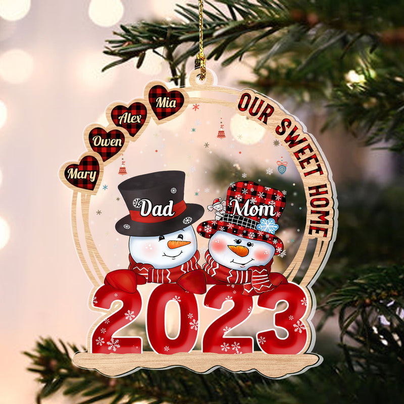 Customized Snowman Papa/Nana Family Christmas Gift - Personalized Acrylic Ornament