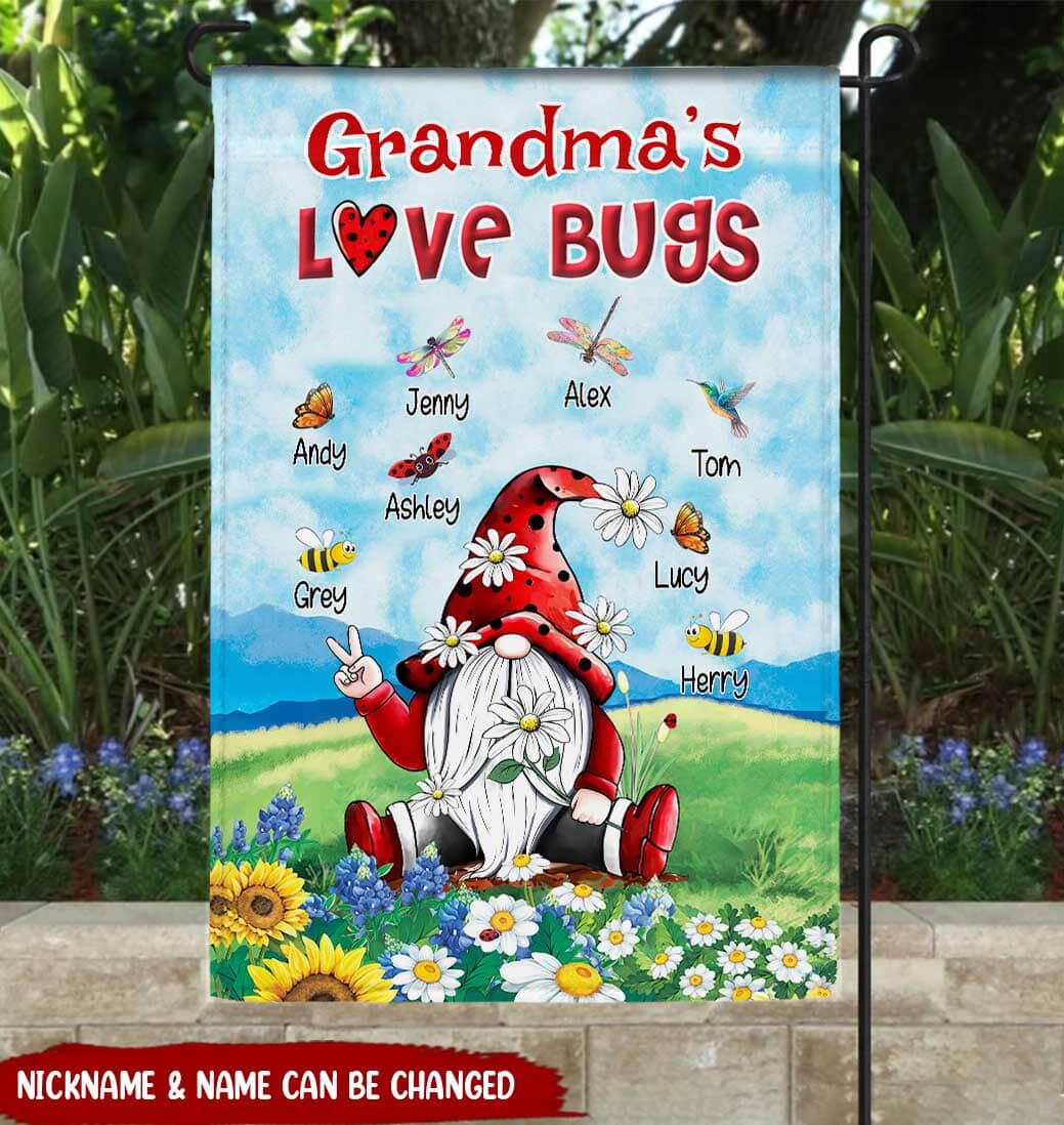 Grandma's Love Bugs Personalized Flag - Gift For Family