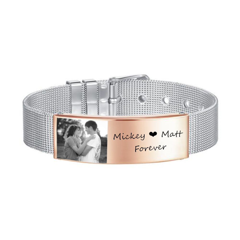 Upload Photo Forever Love  Personalized Adjustable Bracelet