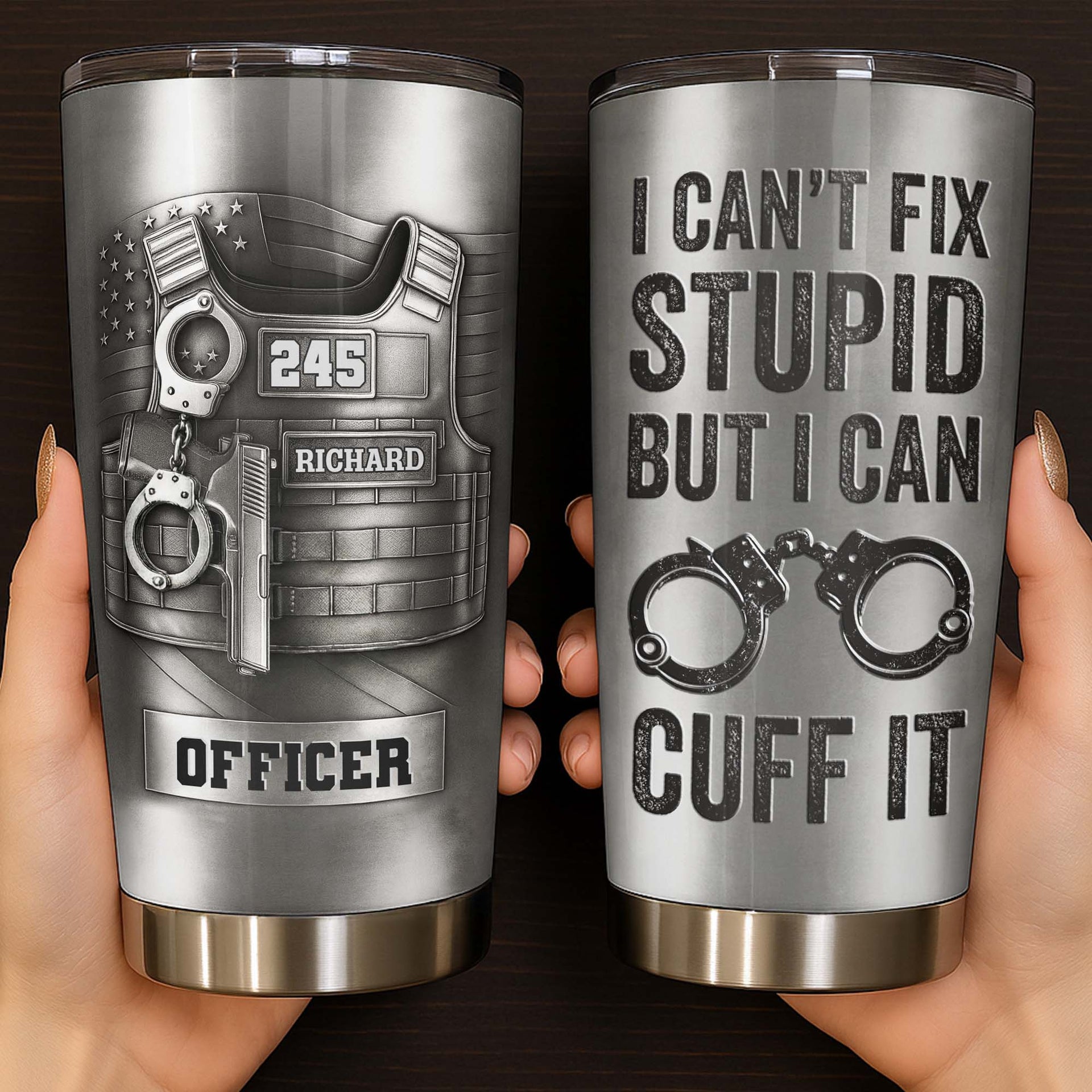 Personalized Custom Stainless Steel Tumbler,Gift For Police Officers