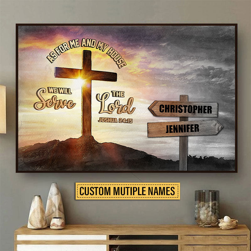 Personalized Christian Family Serve The Lord Custom Poster