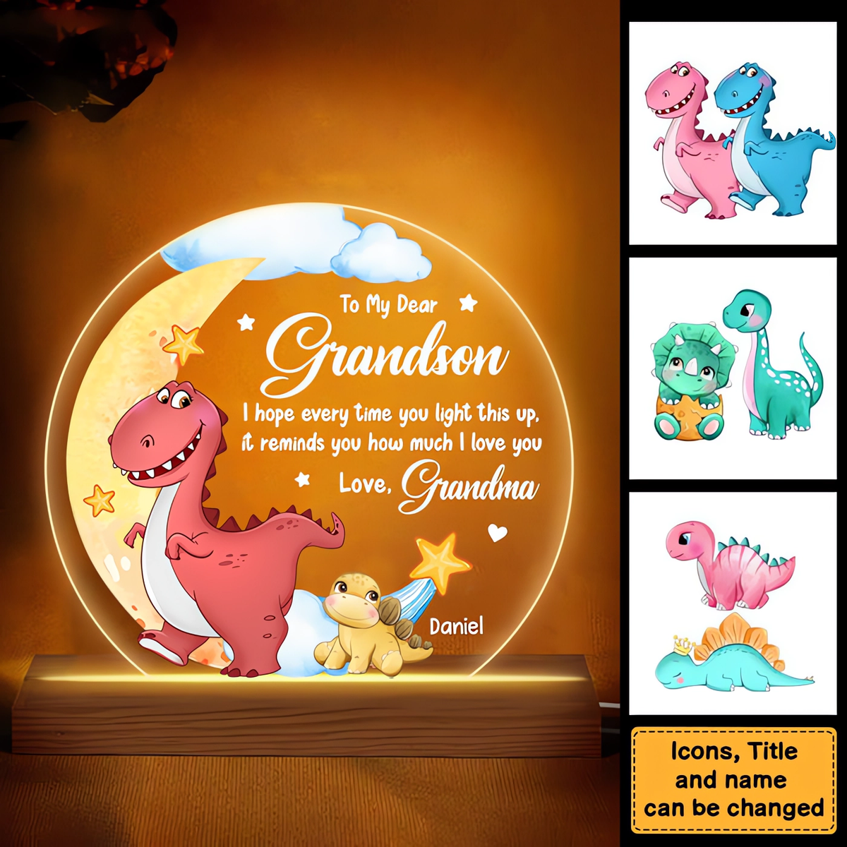 Gift For Grandson Plaque LED Lamp Night Light