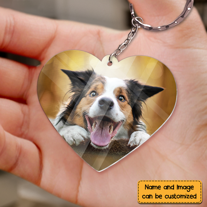 Memorial Gift You Left Paw Prints On My Heart Custom Photo Acrylic Keychain