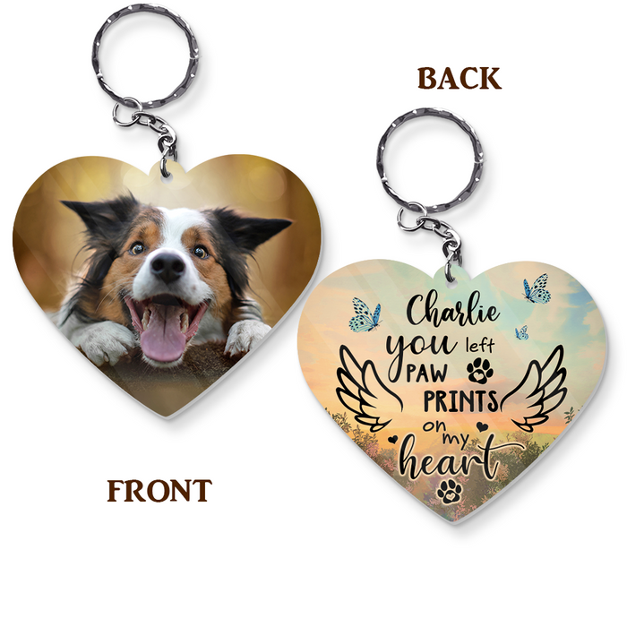 Memorial Gift You Left Paw Prints On My Heart Custom Photo Acrylic Keychain