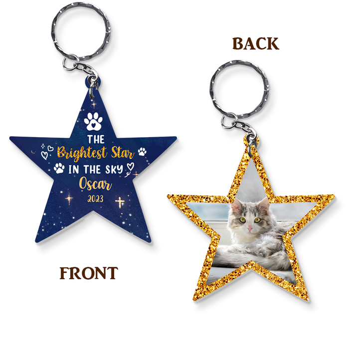 Pet Memorial The Brightest Star In The Sky Photo Acrylic Keychain
