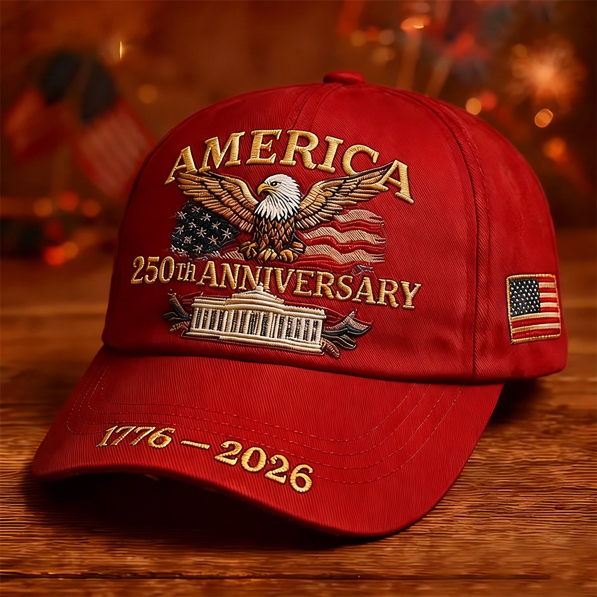 Bald Eagle US Flag America 250th Birthday Baseball Cap