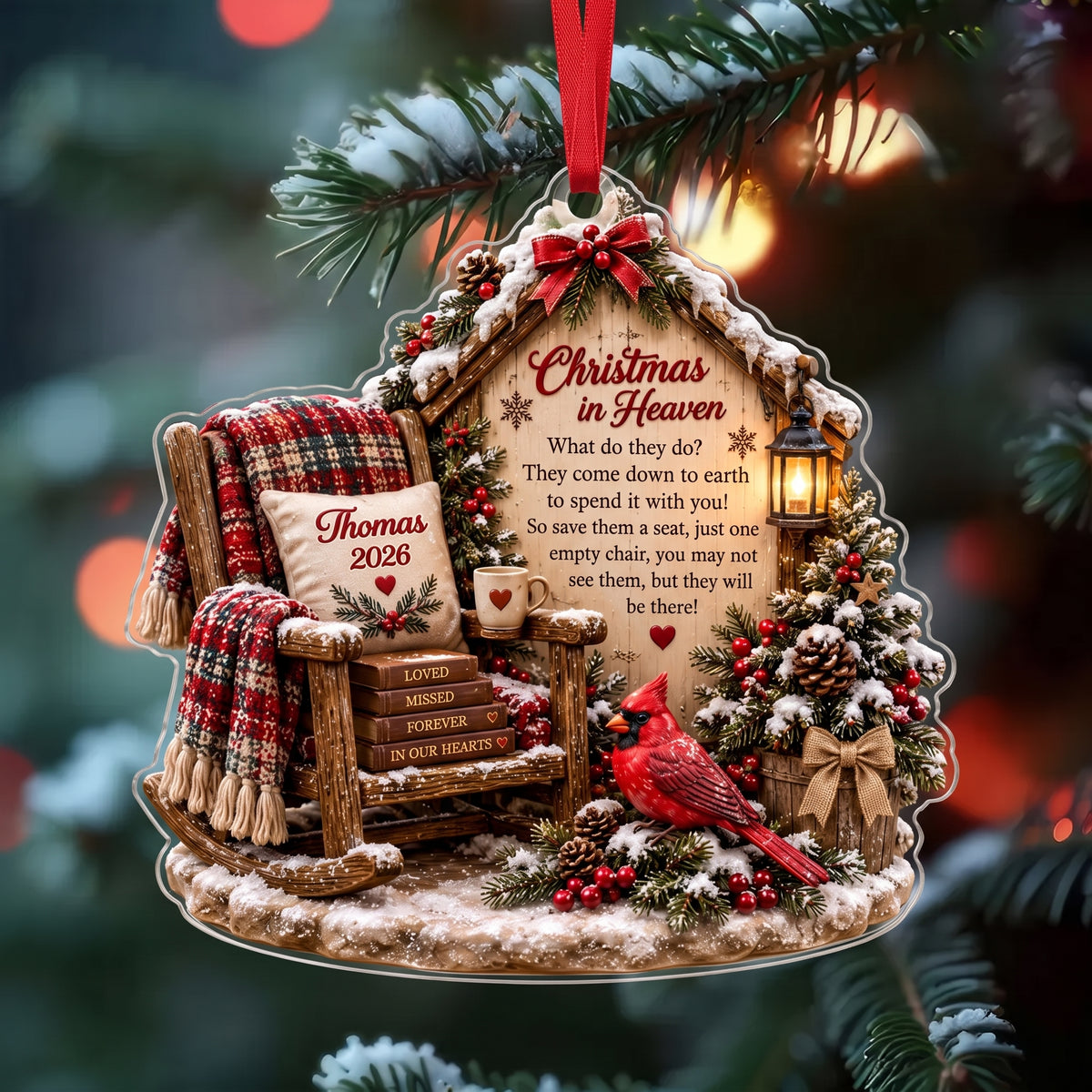 Personalized Christmas In Heaven Cardinal Memorial Ornament